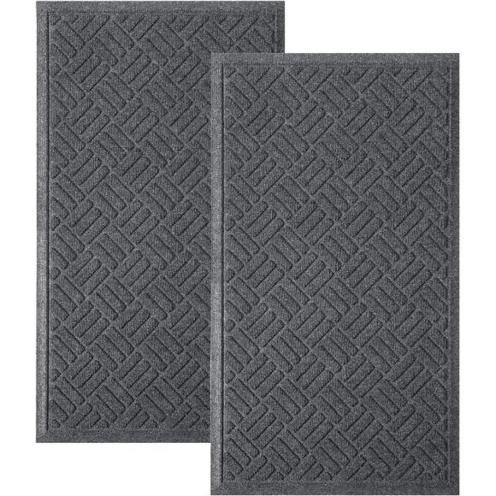 Front Door Mat 2 Pack Indoor and Outdoor Welcome Mat, Absorbent and  Drain Away